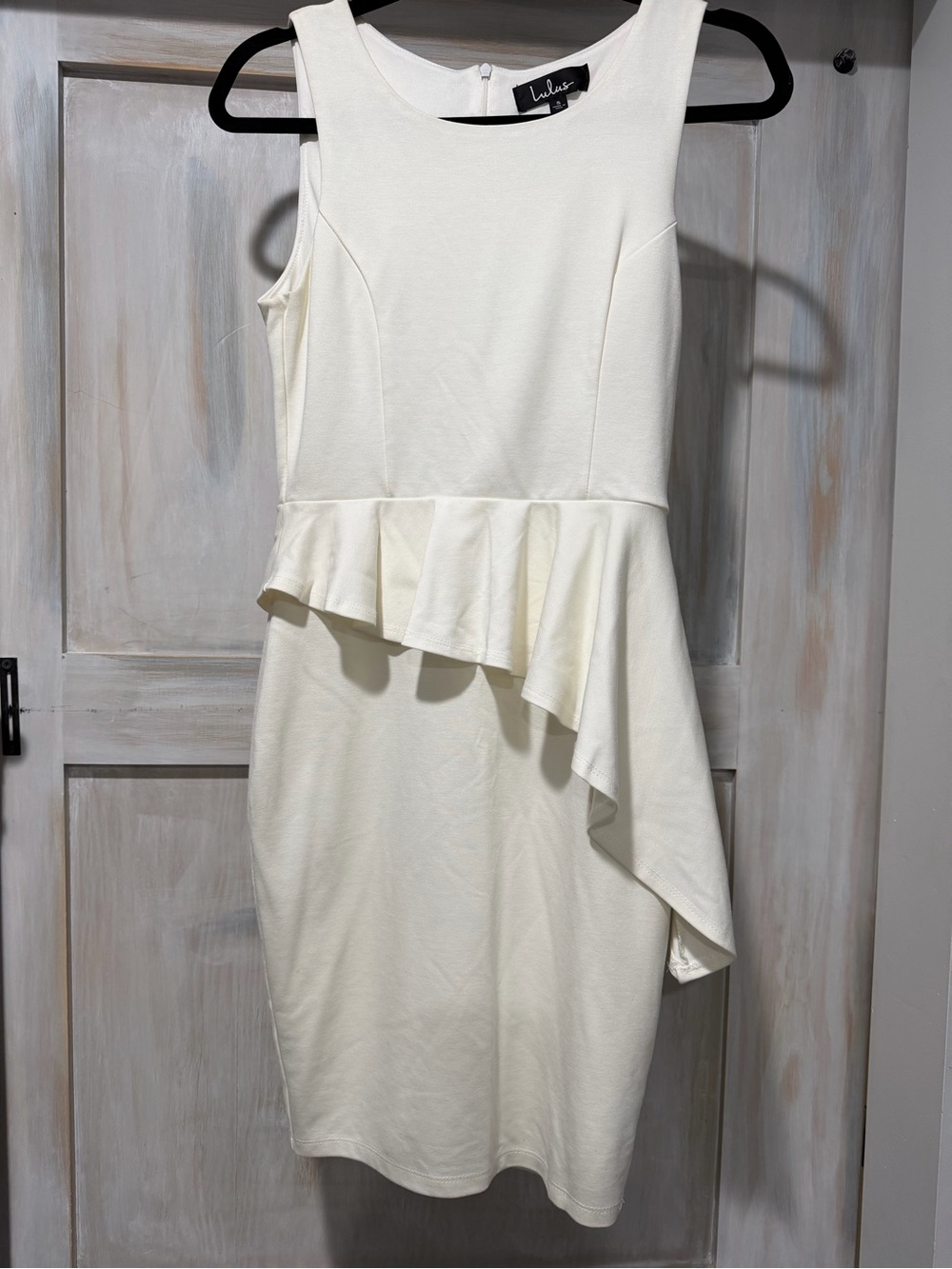 Lulu's Ivory Asymmetrical Peplum Midi Dress - Picture 2 of 5